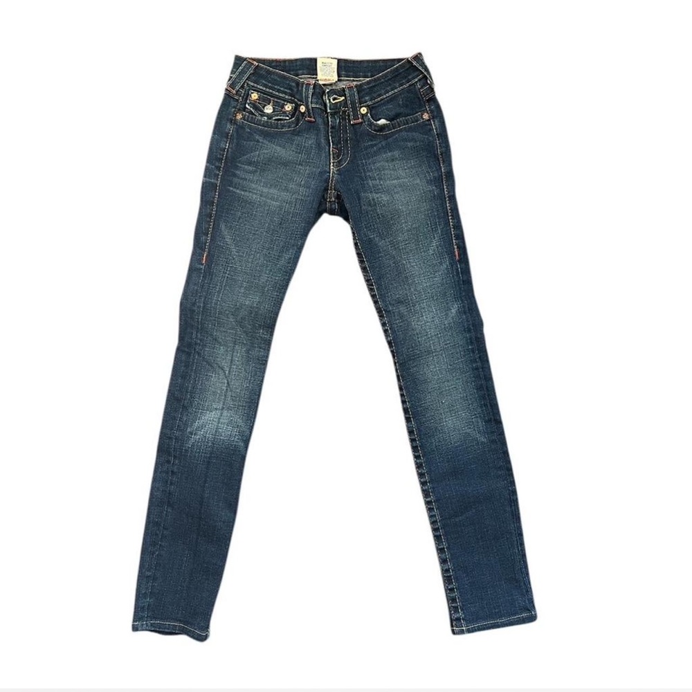 True Religion y2k dark blue wash slim skinny fit jeans
